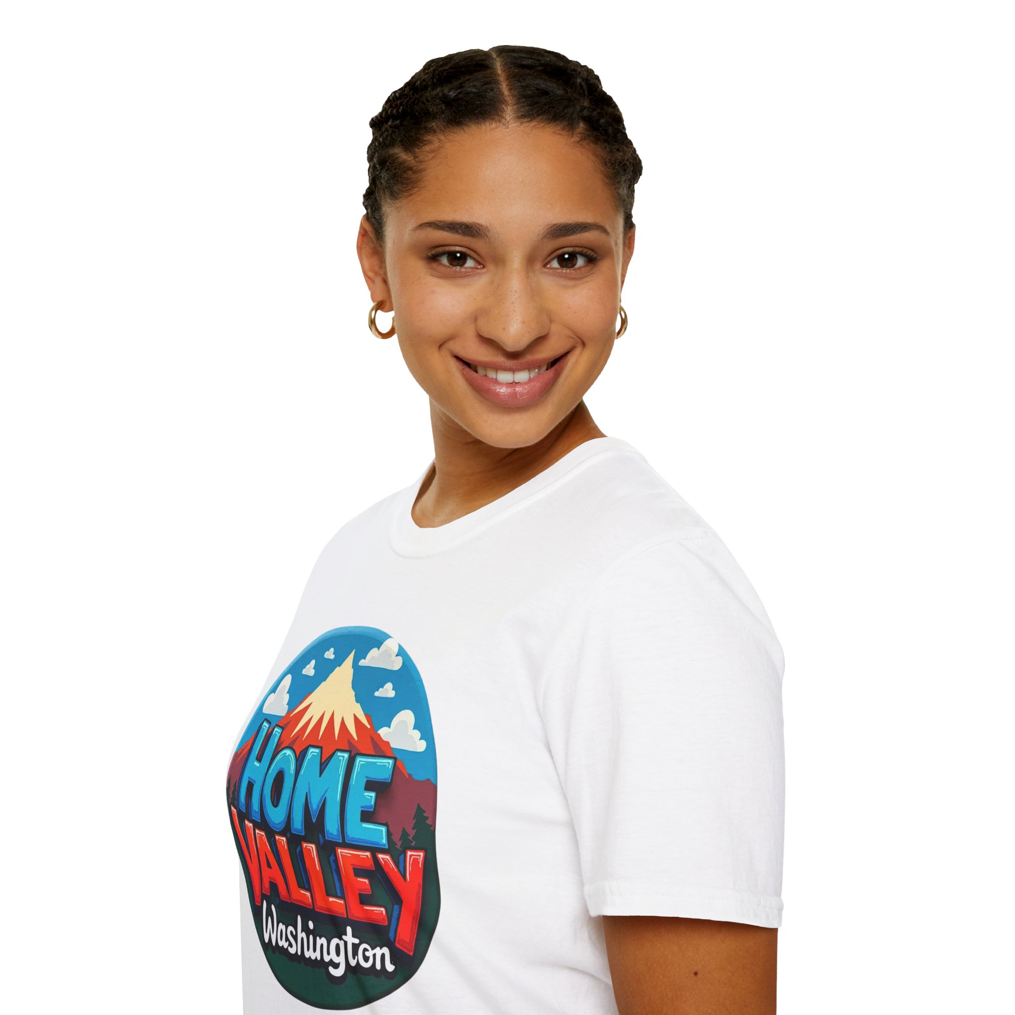 Home Valley Washington T-Shirt – Retro Mountain Badge Graphic - Image 4